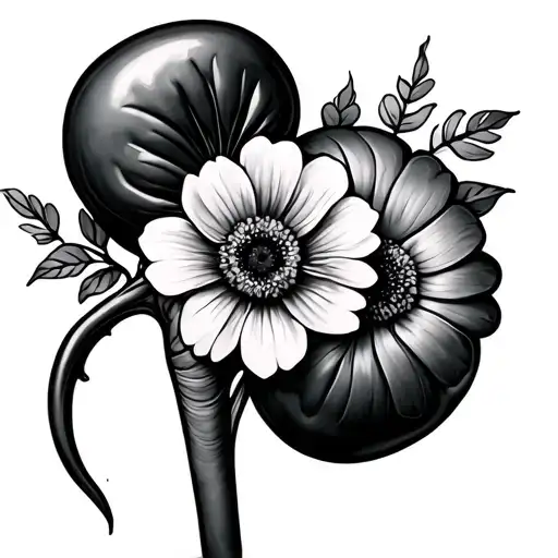 kidney with flowers wrapped tattoo design idea