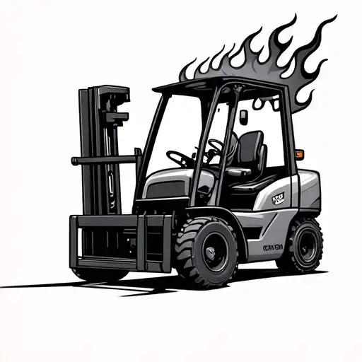 forklift fast flames left arm tattoo design idea