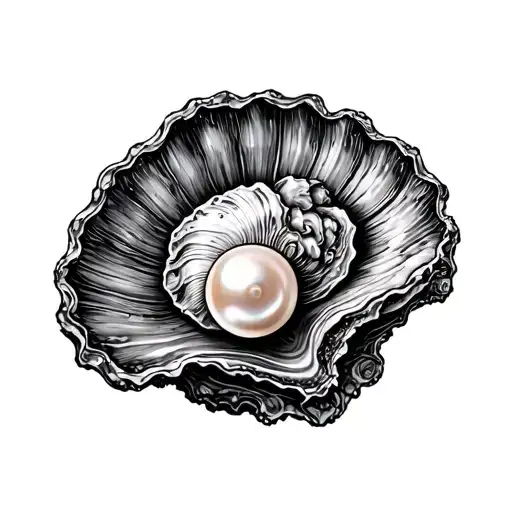 the pearl  among oyster shell tattoo design idea