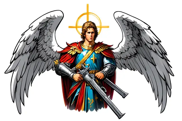 saint Michael soldier tattoo design idea