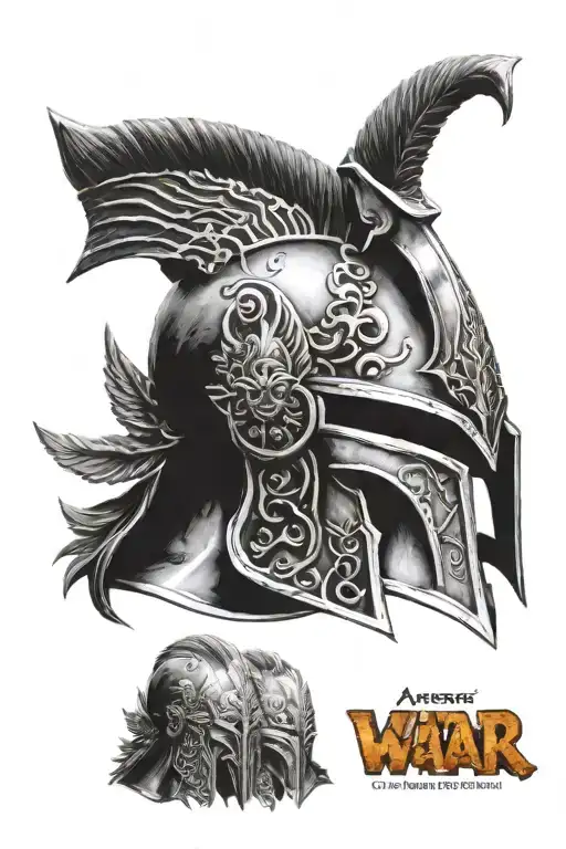 Ares god of war helmet tattoo design idea
