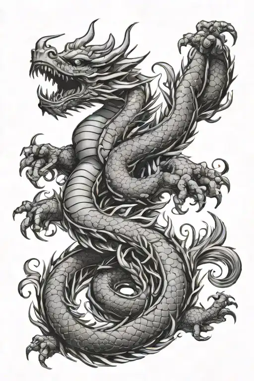 Jiu jitsu dragon dark japanese style back tattoo design tattoo design idea