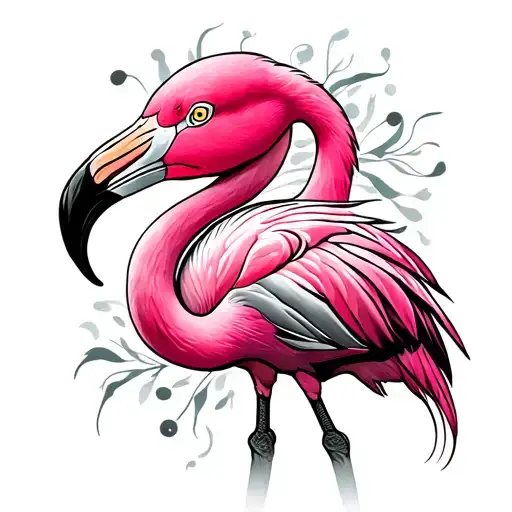 pink flamingo tattoo design idea