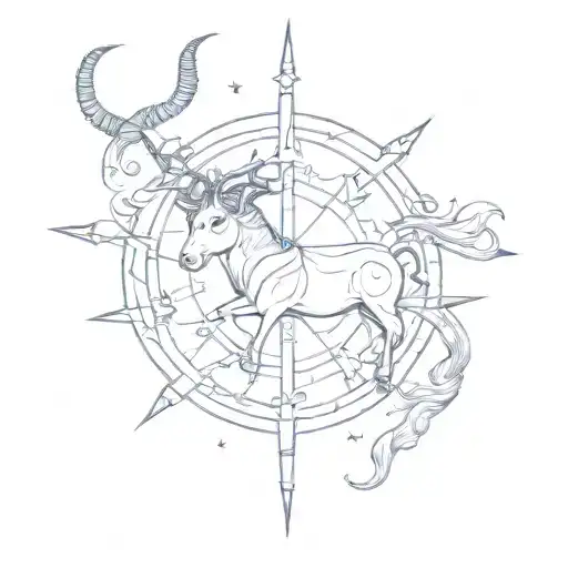 Sagittarius and taurus zodiac sign simple tattoo design idea