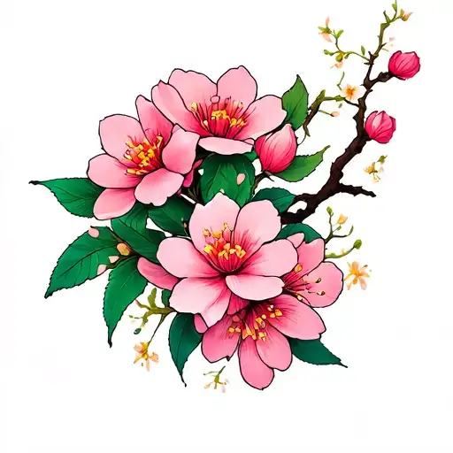 Sakura flowers tattoo design idea