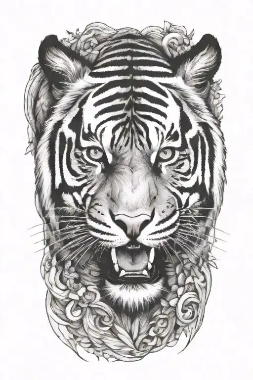 vengeful tiger tattoo design idea