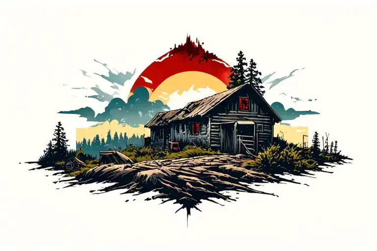 post apocalyptic horror landscape tattoo tattoo design idea