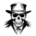 monopoly man x Jason mask scary skull tattoo design idea