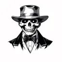 monopoly man x Jason mask scary skull tattoo design idea