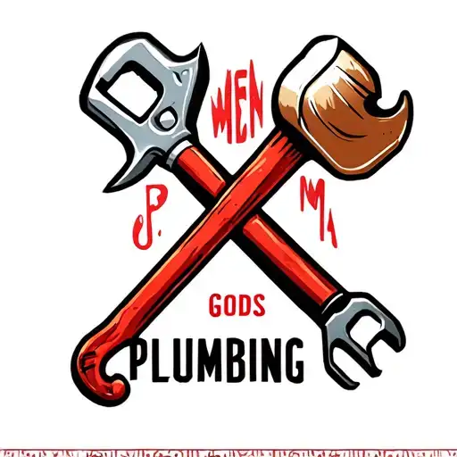 "Plumbing Gods" pipe wrench crossed plunger tattoo design idea