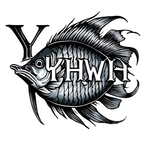 "YHWH" ichthys fish tattoo design idea