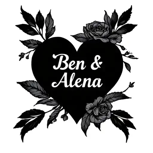 "Ben & Alena" heart tattoo design idea