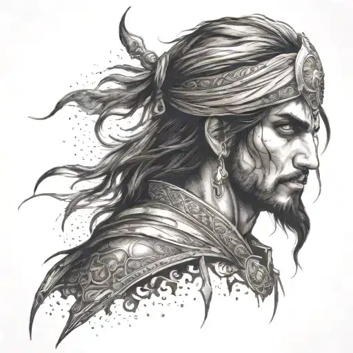 prince of persia warrior within with turban eyes only visible tattoo design idea
