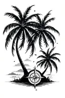 basic palm trees and compass design tattoo design idea