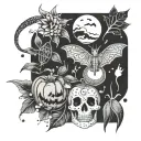 Halloween flash sheet tattoo design idea