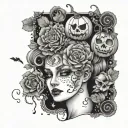 Halloween flash sheet tattoo design idea