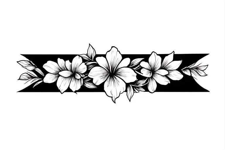 Floral Vertical Armband Tattoo With Snowdrop flowers with linework outline  tattoo design idea