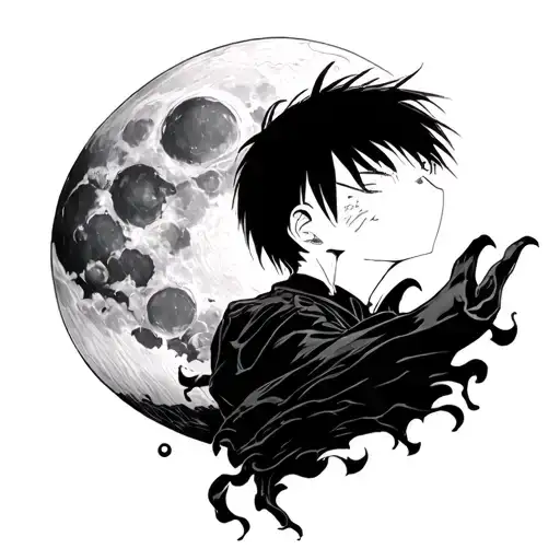 one piece joy boy , lune realiste  tattoo design idea