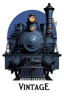 "Vintage" front steam train engine tattoo design idea