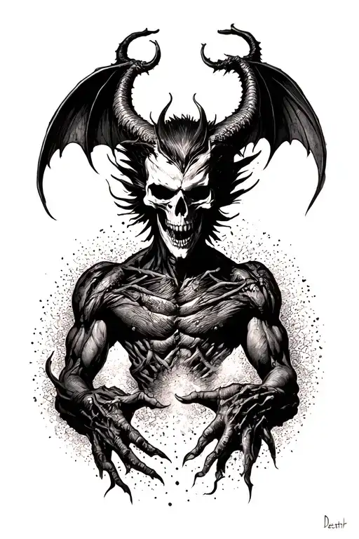 Death vs devilman tattoo design idea