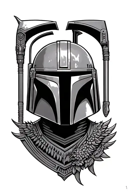 boba fett, mythosaur, crest fine line tattoo design tattoo design idea