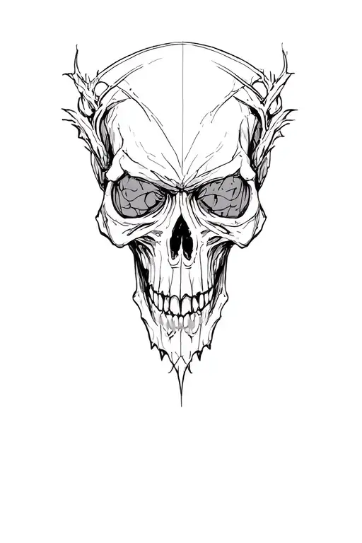 skull soft shading tattoo design idea