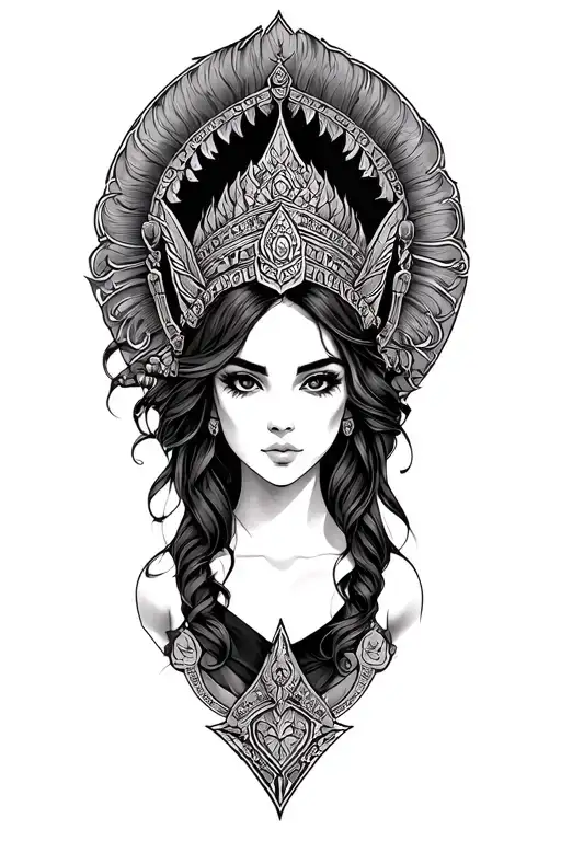 azte warrior princess tattoo design idea