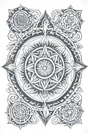 Incorporate Powhatan, Muskogee, and Anunwiyah tribal symbols into a chakra design, with esoteric imagery reflecting the client's Universal Esoteric Minister occupation tattoo design idea