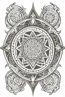 Incorporate Powhatan, Muskogee, and Anunwiyah tribal symbols into a chakra design, with esoteric imagery reflecting the client's Universal Esoteric Minister occupation tattoo design idea
