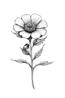 small victorian flower with tiny ladybird perched on a stem tattoo design idea