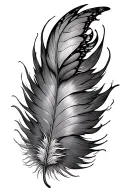 Phoenix feather with a butterfly emerging tattoo design idea