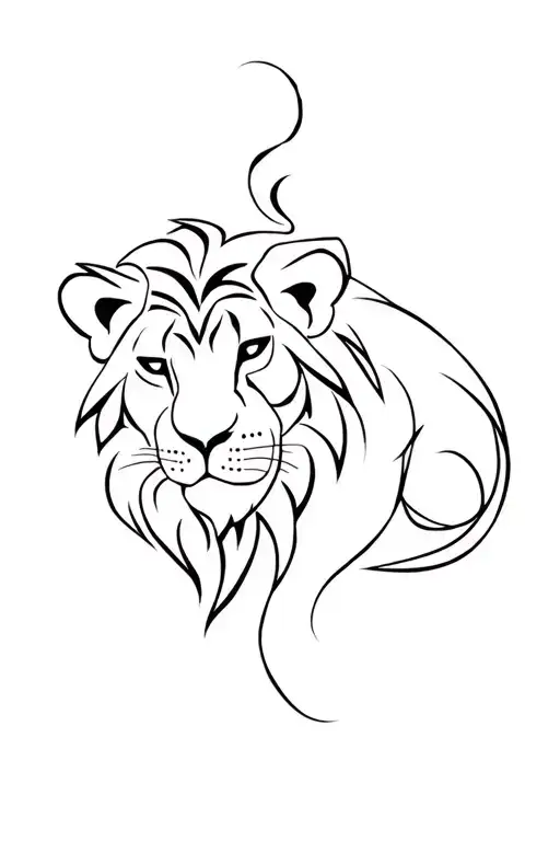 tribal lion cubs tattoo design idea