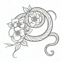 flower intertwined between two headed snake with no scales tattoo design idea