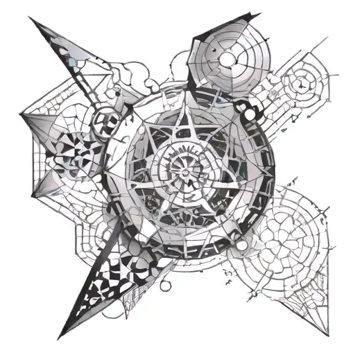 Scientific and geometric sleeve tattoo tattoo design idea