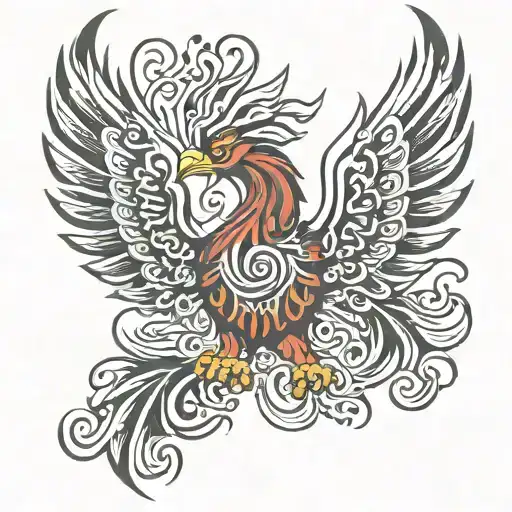 Aztec phoenix rising tattoo design idea