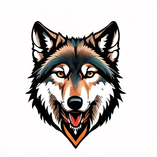 American traditional wolf tattoo design idea
