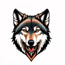 American traditional wolf tattoo design idea