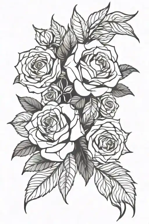 fineline plant rose tattoos that meander from the hip over the thigh tattoo design idea