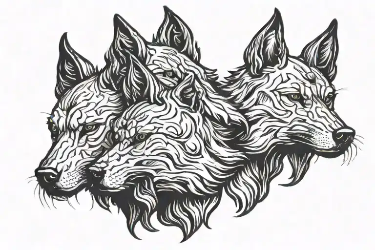 Cerberus 3 heads only tattoo design idea