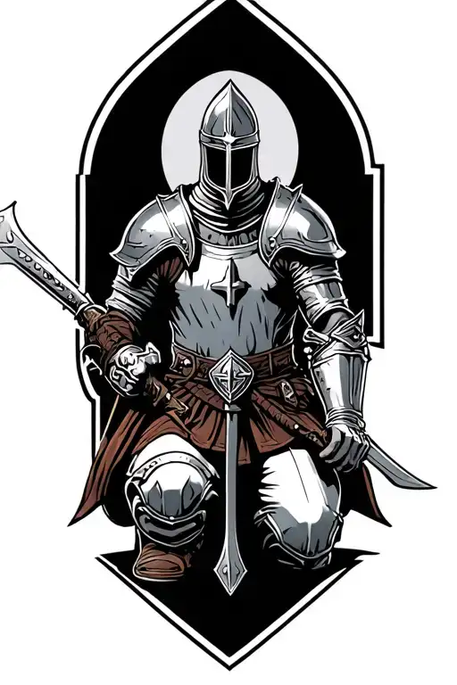 templar knight kneeling tattoo design idea