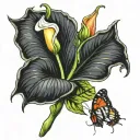 calla lily with stem and monarch butterfly tattoo design idea
