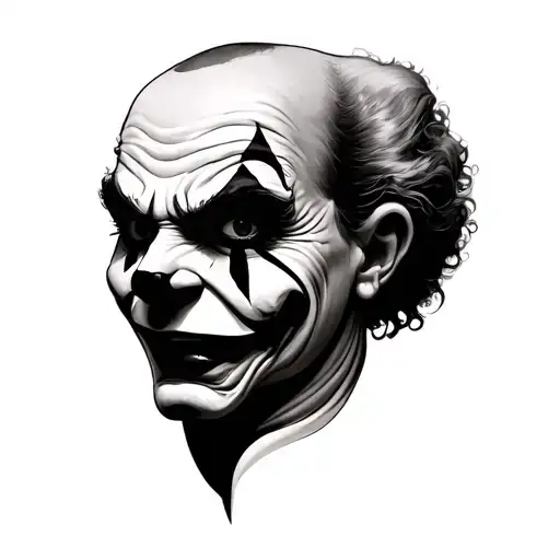 Double face clown tattoo design idea