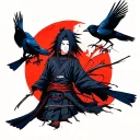 Itachi Uchiha with crows tattoo design idea