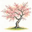 cherry blossom tree with long outstretching  branches with detailed flowers  tattoo design idea