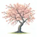 cherry blossom tree with long outstretching  branches with detailed flowers  tattoo design idea
