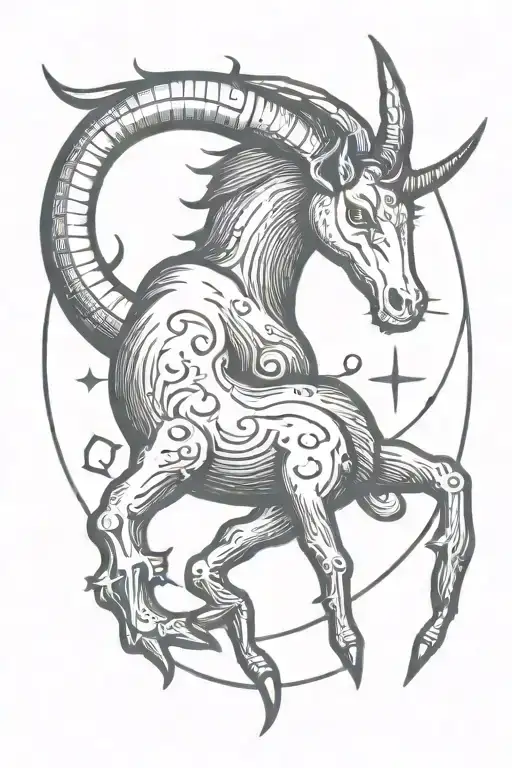 Capricorn and cancer zodiac sign tattoo design idea