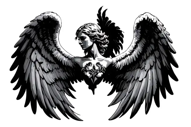 angel wings spread wide tattoo design idea