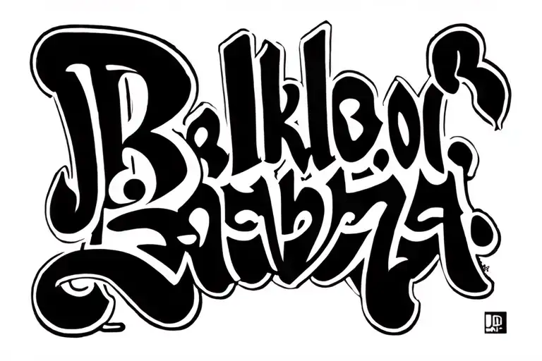cattle brand spelling "J.R. Balboa" in graffiti style tattoo design idea