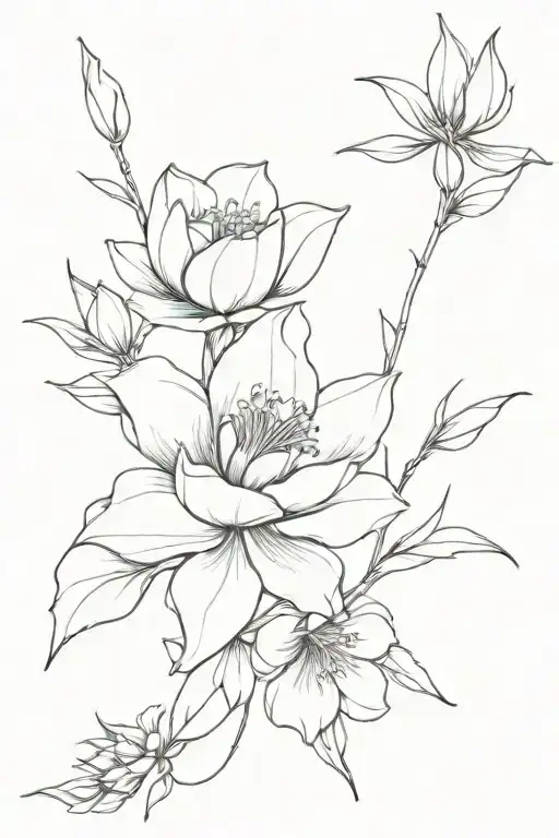 fine to medium line work, black outs shading and flowers tattoo design idea