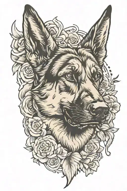 german shepherd dog tattoo design idea